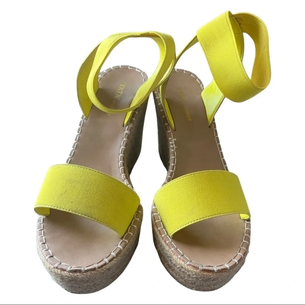 Tata Yellow Espadrille Wedge Sandals